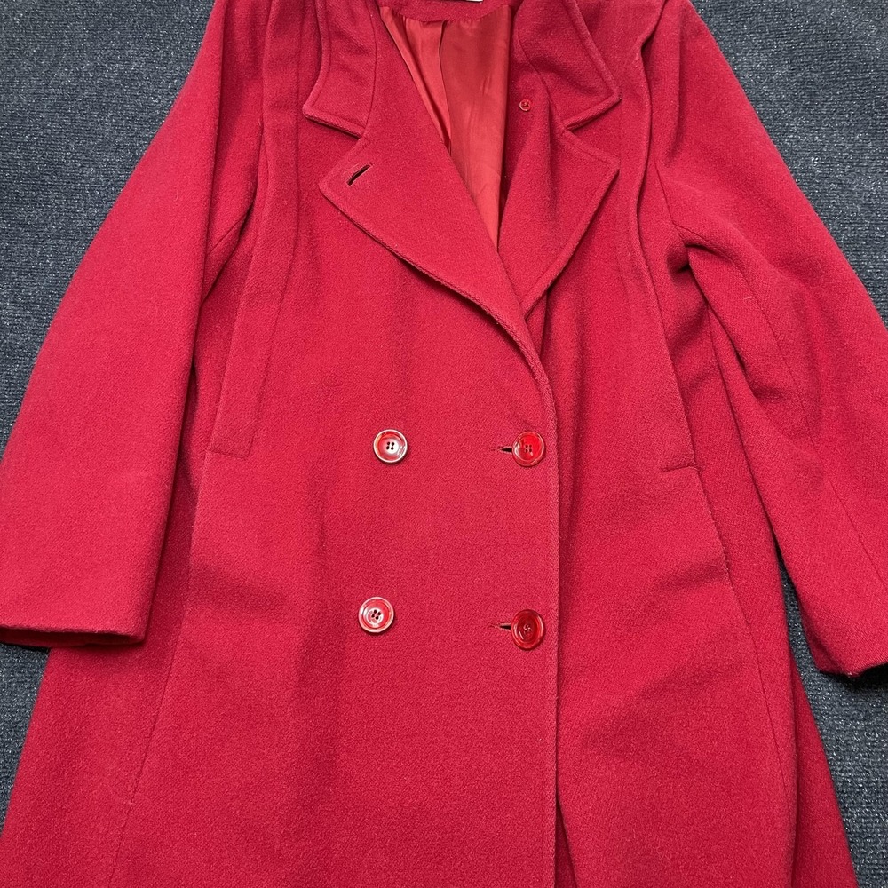 Vintage Forecaster Of Boston Wool Coat Womens 13/14 Red Long Double Breasted USA